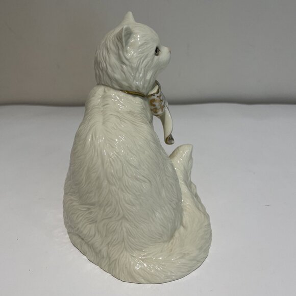 LENOX Sitting Pretty Cat Kitten Figurine 24kt Gold Accented Bow Retired - Picture 6 of 10